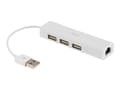 Miniatyrbild 2 av 5: DELTACO USB2-LAN3 - Nätverksadapter - USB 2.0 - 10/100 Ethernet x 1 + USB 2.0 x 3 - vit
