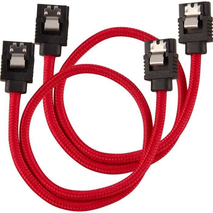 CORSAIR Premium SATA 6 Gbps röd mantlad kabel 30 cm rak - (CC-8900250)
