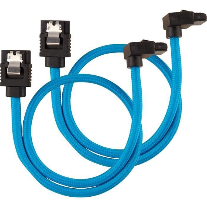 CORSAIR Premium SATA 6 Gbps blå 30 cm 90 ° mantlad kabel - (CC-8900281)