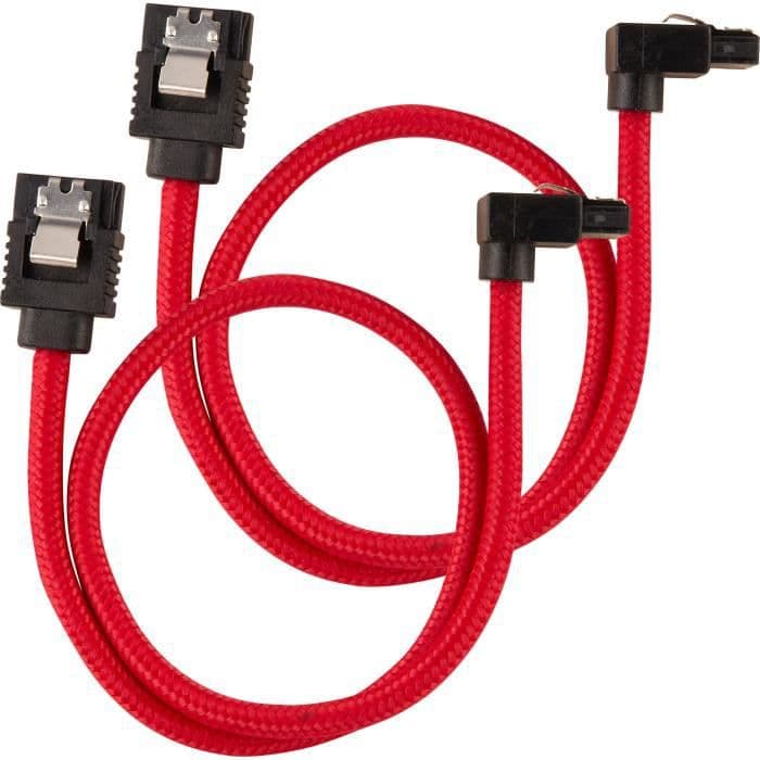 CORSAIR Premium SATA 6 Gbps rødt indkapslet kabel 30 cm 90 ° - (CC-8900280)
