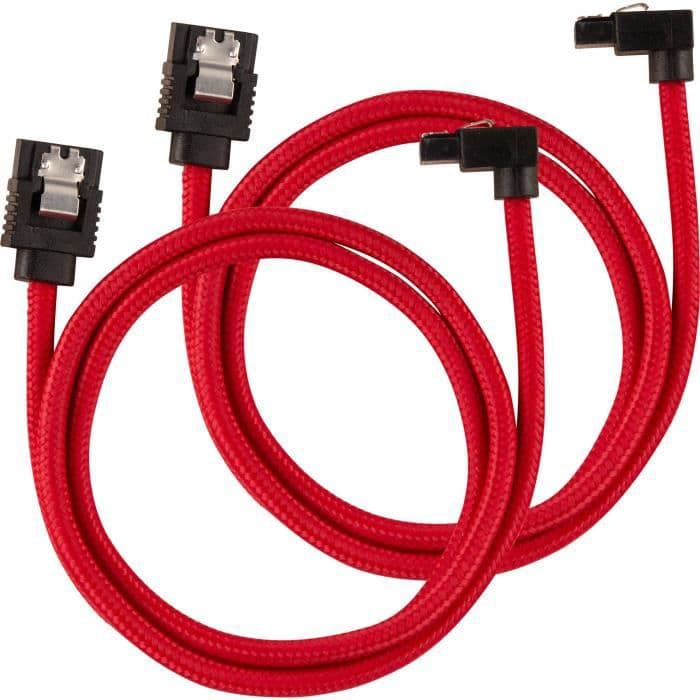 CORSAIR Premium SATA 6 Gbps hylsterkabel rød 60 cm 90 ° - (CC-8900284)