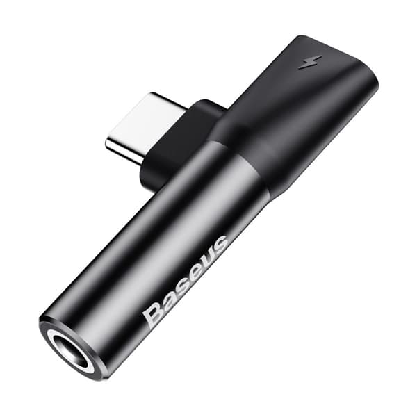 Baseus L41 Adapter 2xUSB-C (Hane & Hona) till AUX 3.5 mm Svart