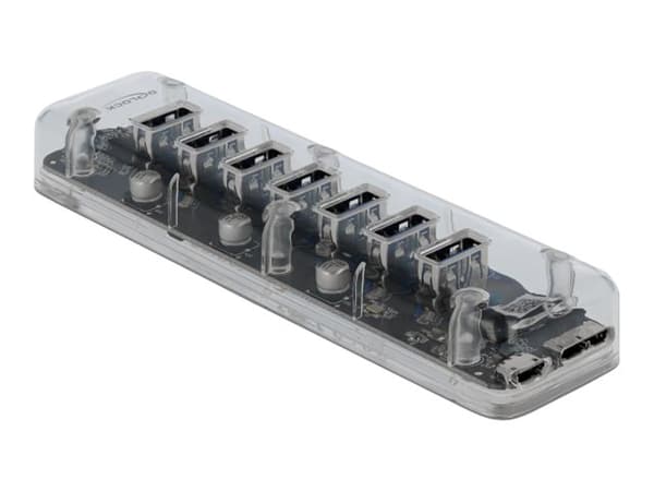 Delock External USB 3.0 Hub with 7 Ports - Hubb - 7 x SuperSpeed USB 3.0 - skrivbordsmodell