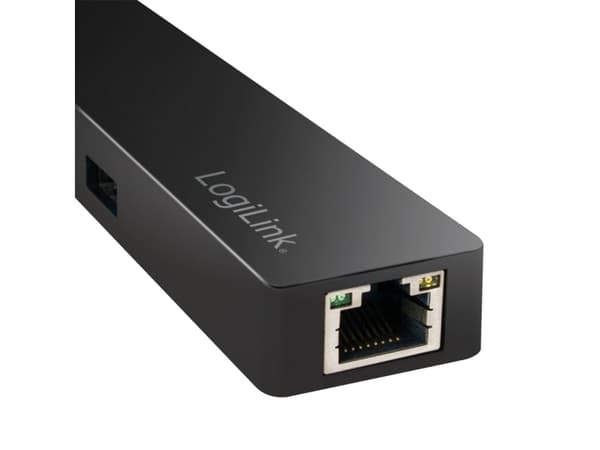 LogiLink UA0313, USB 3.2 Gen 1 (3.1 Gen 1) Type-C, Svart, RJ-45, USB 3.2 Gen 1 (3.1 Gen 1) Type-A, 319 mm, 29 mm, 15 mm