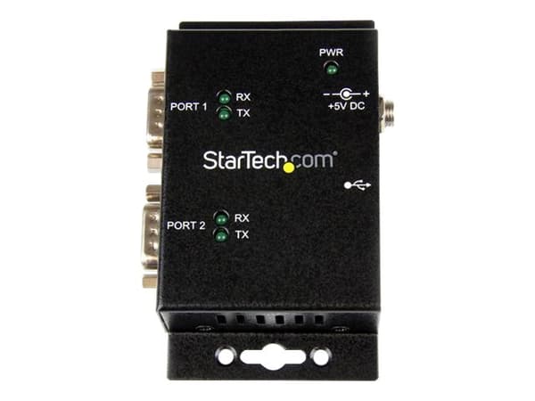 StarTech.com USB to Serial Adapter - 2 Port - Wall Mount - Din Rail Clips - Industrial - COM Port Retention - FTDI - DB9 (ICUSB2322I) - Seriell adapt