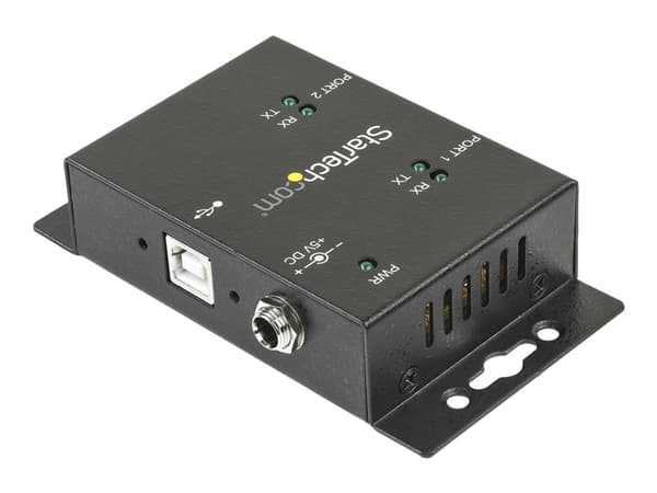 StarTech.com USB to Serial Adapter - 2 Port - Wall Mount - Din Rail Clips - Industrial - COM Port Retention - FTDI - DB9 (ICUSB2322I) - Seriell adapt