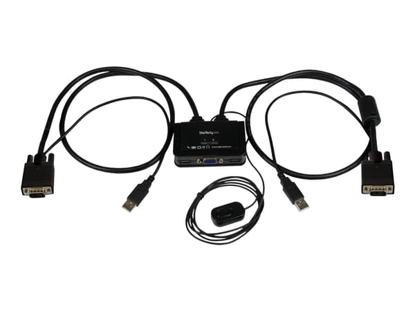 StarTech.com VGA 2 portar USB-kabel med KVM-switch - USB-driven med fjärrswitch - Omkopplare för tangentbord/video/mus - 2 x KVM port(s) - 1 lokal an