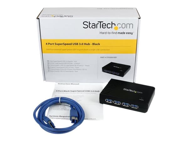 StarTech.com Svart SuperSpeed USB 3.0-hubb med 4 portar