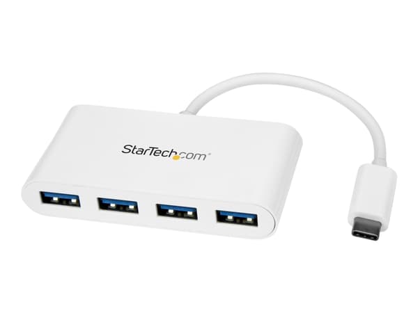 StarTech.com USB-C-hubb - USB 3.0 med 4 portar - USB-C till 4x USB-A - bussdriven - vit