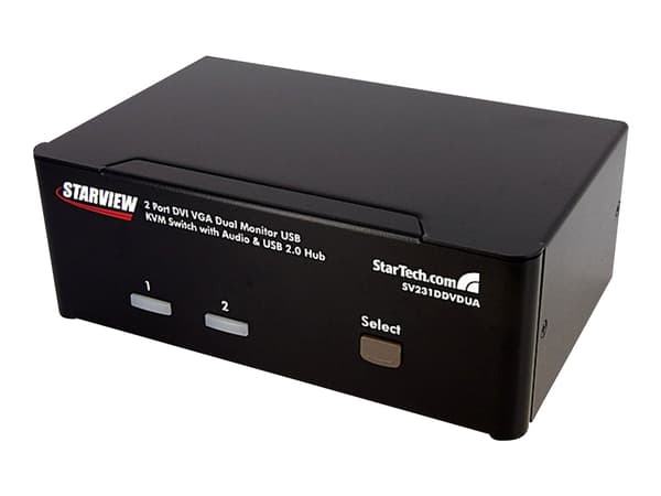 StarTech.com 2 Port KVM Switch - DVI and VGA w/ Audio and USB 2.0 Hub - Dual Monitor / Display / Screen KVM Switch - DVI VGA (SV231DDVDUA) - KVM / ly Sort