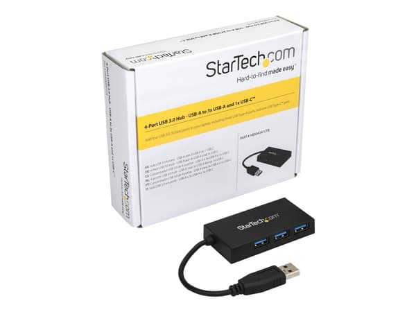 StarTech.com USB-hubb med 4 portar - USB 3.0 - USB-A till 3x USB-A och 1x USB-C - Hubb - 4 x SuperSpeed USB 3.0 - skrivbordsmodell - för P/N: CFASTRW