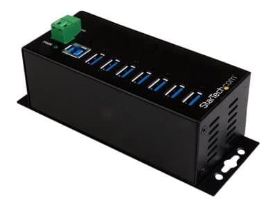 StarTech.com USB 3.0-hubb med 7 portar och nätadapter - Industriell USB-A-hubb i metall med ESD- och 350 W överspänningsskydd - Monterbar på DIN-sken