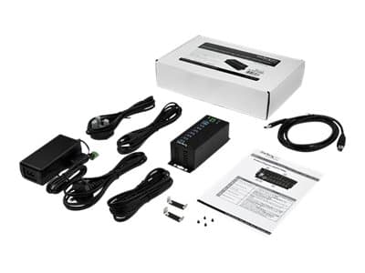 StarTech.com USB 3.0-hubb med 7 portar och nätadapter - Industriell USB-A-hubb i metall med ESD- och 350 W överspänningsskydd - Monterbar på DIN-sken