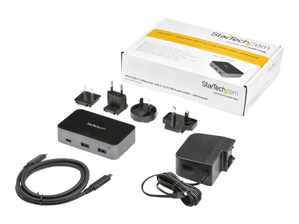 StarTech.com 4-Port USB-C™ hubb 10 Gbit/s - 3x USB-A & 1x USB-C - strömförsörjning - Hubb - 1 x USB-C + 3 x USB 3.1 - skrivbordsmodell - AC 110/240 V