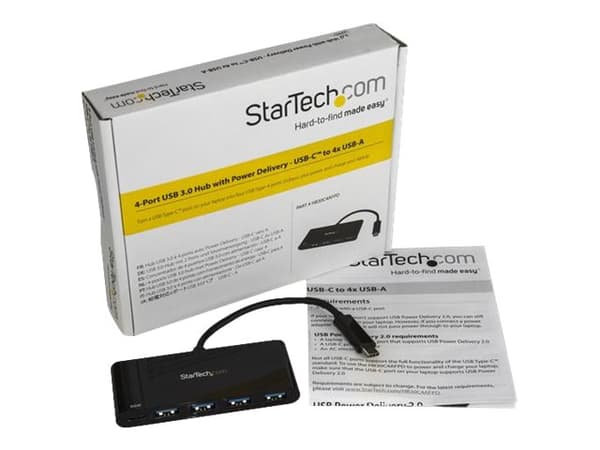 StarTech.com HB30C4AFPD gränssnittshubbar USB 3.2 Gen 1 (3.1 Gen 1) Type-C 5000 Mbit/s Svart