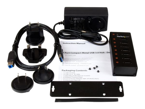 StarTech.com 7-porttinen USB 3.0 -keskitin (5 Gbps) - metallikotelo - pöytä- tai seinäasennettava - kestävä ja teollisuuskäyttöinen USB-laajennus- ja