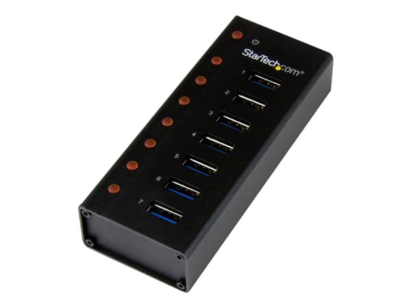 StarTech.com USB 3.0-hubb med 7 portar – skrivbords- eller väggmonterbart metallkabinett - Hubb - 7 x SuperSpeed USB 3.0 - skrivbordsmodell, väggmont