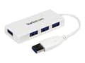 Miniatyrbild 3 av 5: StarTech.com Bärbar SuperSpeed mini USB 3.0-hubb med 4 portar - Vit - Hubb - 4 x SuperSpeed USB 3.0 - skrivbordsmodell - för P/N: FCREADMICRO3, MSDRE