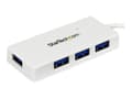 Miniatyrbild 2 av 5: StarTech.com Bärbar SuperSpeed mini USB 3.0-hubb med 4 portar - Vit - Hubb - 4 x SuperSpeed USB 3.0 - skrivbordsmodell - för P/N: FCREADMICRO3, MSDRE