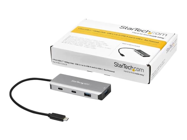 StarTech.com 4 Port USB C Hub w/ 2x USB A &amp; 2x USB C, SuperSpeed 10Gbps USB Type-C 3.1/3.2 Gen 2 Hub, USB-väyläkäyttöinen, kannettava USB-C USB-s