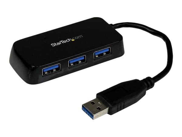 StarTech.com Bärbar SuperSpeed mini USB 3.0-hubb med 4 portar - Svart