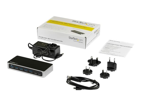 StarTech.com 7 Port USB C Hub with 1m cable and Fast Charge Port, USB-C to 5x USB-A 2x USB-C USB 3.0 (USB 3.1/3.2 Gen 1 SuperSpeed 5Gbps), Self Power