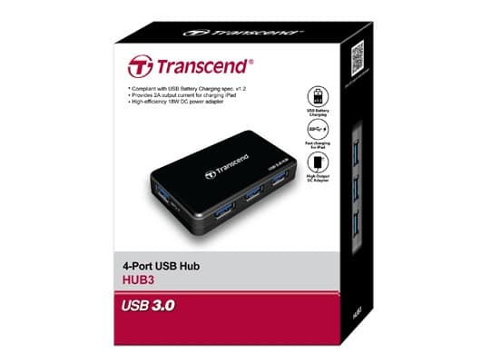 Transcend HUB3 - Hubb - 4 x SuperSpeed USB 3.0 - skrivbordsmodell - för Intel Next Unit of Computing 11 Essential Kit - NUC11ATKPE
