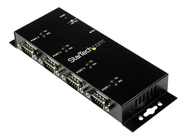 StarTech.com 4 Port USB to Serial RS232 Adapter - Wall Mount - Din Rail - COM Port Retention - FTDI USB to DB9 RS232 Hub (ICUSB2324I) - Seriell adapt