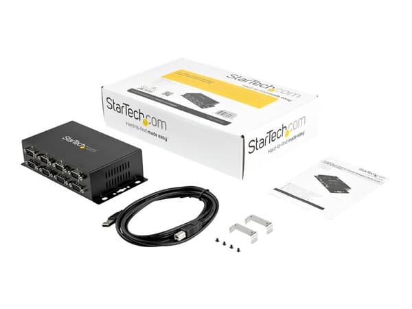 StarTech.com USB till DB9 RS232 seriell adapterhubb med 8 portar - Industriell DIN Rail och väggmonterbar - Seriell adapter - USB 2.0 - RS-232 x 8 -