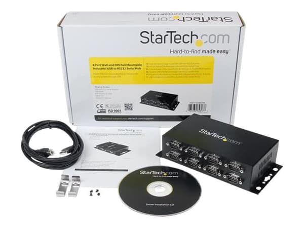 StarTech.com USB till DB9 RS232 seriell adapterhubb med 8 portar - Industriell DIN Rail och väggmonterbar - Seriell adapter - USB 2.0 - RS-232 x 8 -