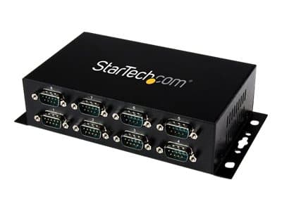 StarTech.com USB till DB9 RS232 seriell adapterhubb med 8 portar - Industriell DIN Rail och väggmonterbar - Seriell adapter - USB 2.0 - RS-232 x 8 -