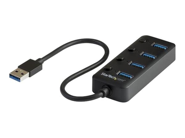 StarTech.com USB 3.0-hubb med 4 portar - USB-A till 4x USB 3.0 Type-A med individuella switchar för portar - USB 3.1/3.2 Gen. 1 med SuperSpeed 5 Gbps