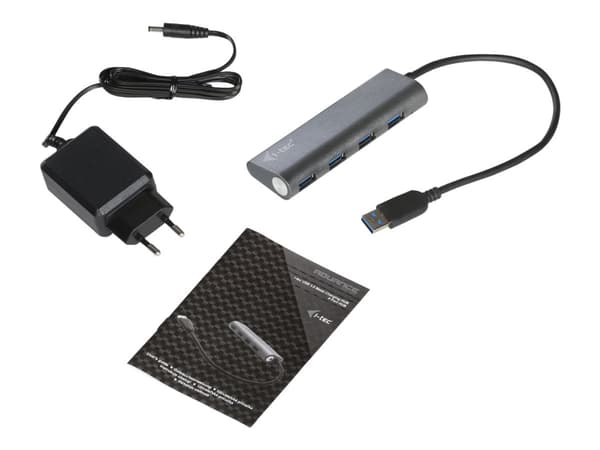 i-tec Metal U3HUB448 gränssnittshubbar USB 3.2 Gen 1 (3.1 Gen 1) Type-A 5000 Mbit/s Grå