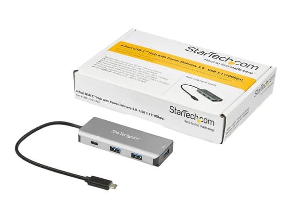 StarTech.com USB C-hubb med 4 portar (10 Gbps) till 3x USB-A och 1x USB-C - Laddning med 100 W strömförsörjning pass-through - Portabel USB 3.1 Gen.