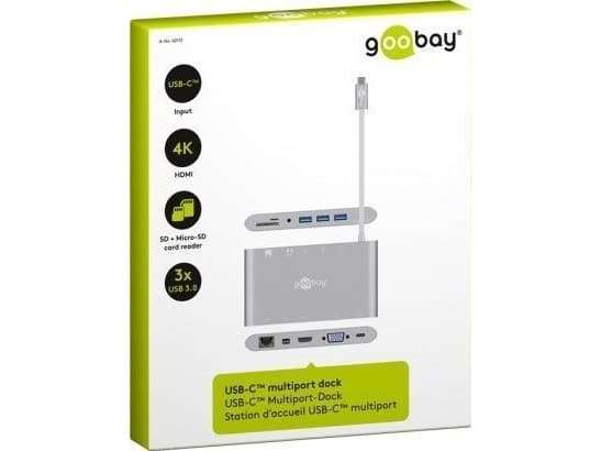 Goobay 62113, USB 3.2 Gen 1 (3.1 Gen 1) Type-C, DisplayPort,HDMI,RJ-45,USB 3.2 Gen 1 (3.1 Gen 1) Type-A,VGA, MicroSD (TransFlash),MicroSDHC,MicroSDXC