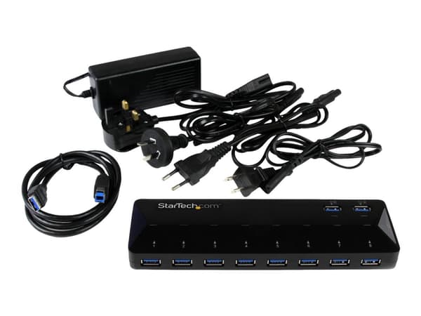 StarTech.com USB 3.0-hub med 10 portar och laddnings- & synkningsportar - 2x 1,5 A-portar - USB-växel - 10 x SuperSpeed USB 3.0 - skrivbordsmodel