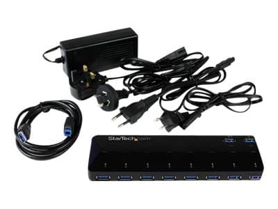 StarTech.com USB 3.0-hub med 10 portar och laddnings- & synkningsportar - 2x 1,5 A-portar - USB-växel - 10 x SuperSpeed USB 3.0 - skrivbordsmodel