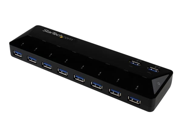 StarTech.com USB 3.0-hub med 10 portar och laddnings- & synkningsportar - 2x 1,5 A-portar - USB-växel - 10 x SuperSpeed USB 3.0 - skrivbordsmodel
