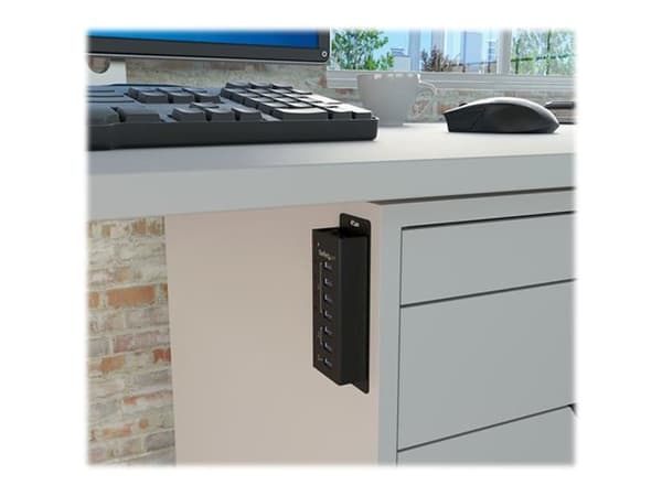 StarTech.com USB 3.0-hubb med 4 portar plus 3 dedicerade USB-laddningsportar (2x 1A & 1x 2A) – väggmonterbart metallhölje - Hubb - 4 x SuperSpeed USB
