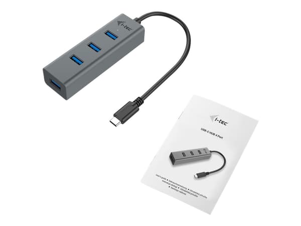i-tec Metal C31HUBMETAL403 keskitin USB 3.2 Gen 1 (3.1 Gen 1) Type-C 5000 Mbit/s Harmaa