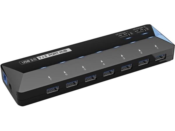 Renkforce RF-3806034, USB 3.2 Gen 1 (3.1 Gen 1) Type-B, USB 3.2 Gen 1 (3.1 Gen 1) Type-A, 5000 Mbit/s, Musta, AC, 12 V