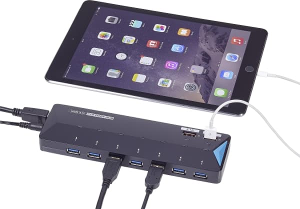 Renkforce RF-3806034, USB 3.2 Gen 1 (3.1 Gen 1) Type-B, USB 3.2 Gen 1 (3.1 Gen 1) Type-A, 5000 Mbit/s, Musta, AC, 12 V