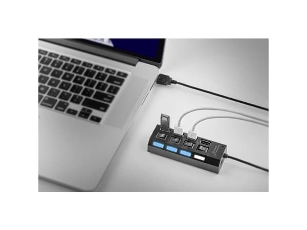 Renkforce RF-3374940, USB 2.0, USB 2.0, 480 Mbit/s, Svart, Status, 0,44 m