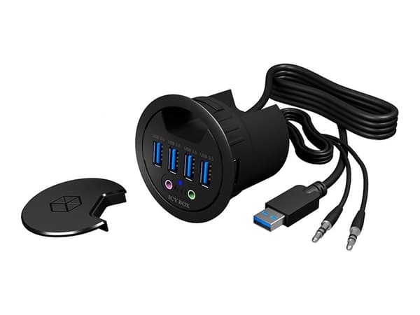 ICY BOX IB-HUB1403A - Hubb - 4 x SuperSpeed USB 3.0 - försänkt montering möjlig