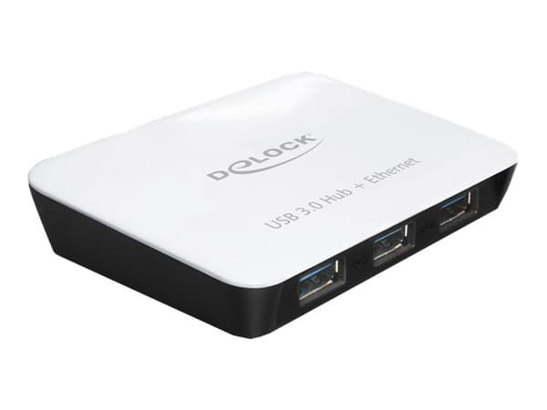 Delock USB 3.0 Hub 3 Port + 1 Port Gigabit LAN 10/100/1000 Mb/s - Nettverksadapter - USB 3.0 - 1GbE - 1000Base-T + 3 x USB 3.0