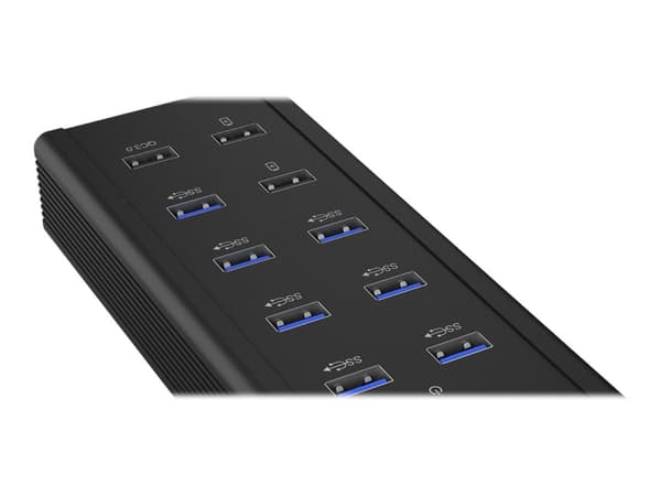 ICY BOX IB-HUB1703-QC3 - Hubb - 7 x SuperSpeed USB 3.0 - skrivbordsmodell, väggmonterbar