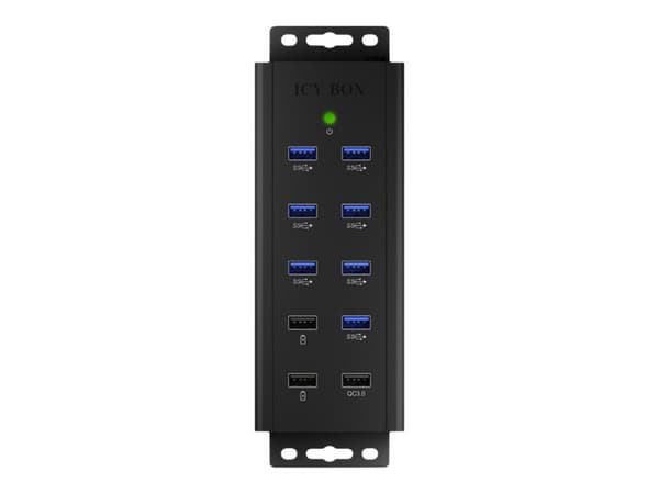 ICY BOX IB-HUB1703-QC3 - Hubb - 7 x SuperSpeed USB 3.0 - skrivbordsmodell, väggmonterbar