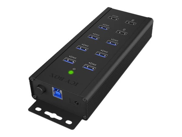 ICY BOX IB-HUB1703-QC3 - Hubb - 7 x SuperSpeed USB 3.0 - skrivbordsmodell, väggmonterbar
