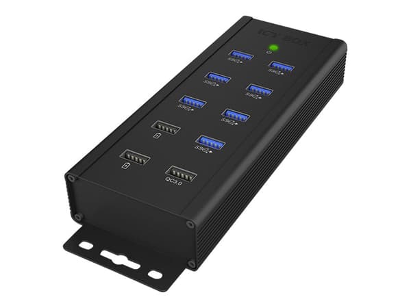 ICY BOX IB-HUB1703-QC3 - Hubb - 7 x SuperSpeed USB 3.0 - skrivbordsmodell, väggmonterbar