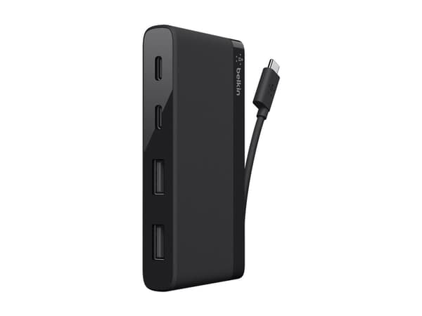 Belkin USB-C 4-Port Mini Hub - Hubb - 4 x SuperSpeed USB 3.0 - skrivbordsmodell